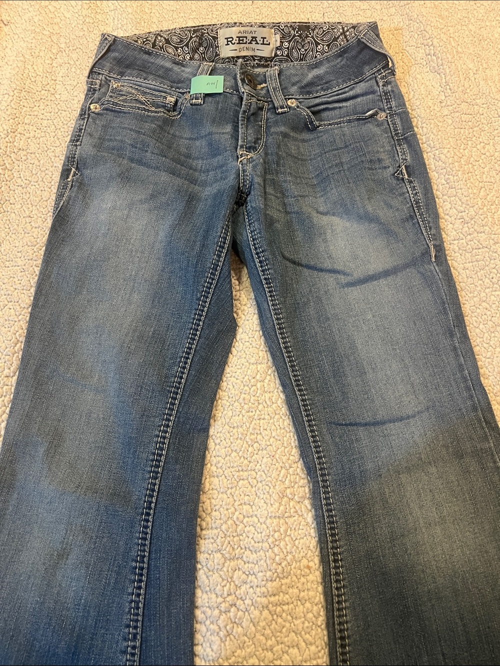 Ariat REAL DENIM Women's Mid Rise Flare Jeans in Medium Blue Wash